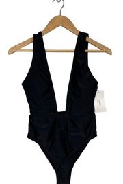 New Zaful Swimsuit Womens S High Cut Plunge Neck One Piece Sexy Black S