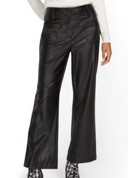 NY&C Faux Leather Wide Leg Pants Black size 8 NEW YORK & Company high rise