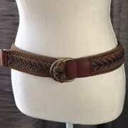 WOVEN BROWN BELT WITH BRONZE BUCKLE NWT