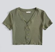 Romwe Olive Green Crop Top