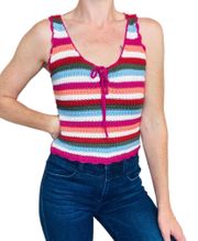Candie’s Colorful Stripe Crochet Crop Tank Top