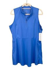 Danskin Women's Blue Activewear 1/4 Zip Sleeveless Mini Golf Dress Size XL NWT