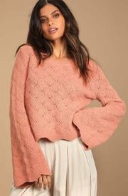 salmon cable knit cropped sweater