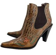 Donald Pliner Couture Visit Western Brown Leather Ankle Boots