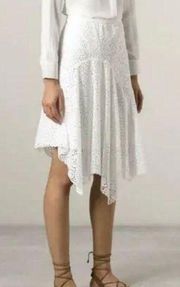 Isabel Marant Volta white eyelet high low midi skirt size FR 38 / US 6