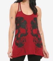 Midnight hour women's size 2XL Burgundy Glitter Skull Shark Bite Girls Tank Top