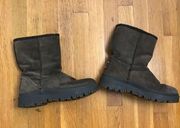 Outdoor Fur Lined Leather Winter Boots 8.5