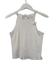 ACTIVE USA White Ribbed Sleeveless Cropped Tank Top Junior Sz Large New