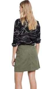 Banana Republic Utility Surplus Army Green Cargo Denim Mini Skirt Size 2