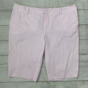 women 14 cotton blend stripe textured shorts pink & white