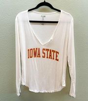 Tailgate White Iowa State Long Sleeve Notch Neck Top - Small