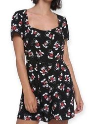 Disney Mickey Mouse Allover Print Short Sleeve Belted Romper