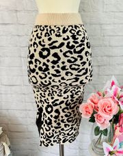 Boutique Knit Leopard Skirt