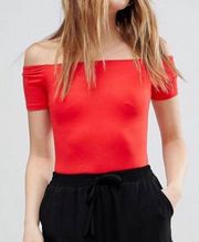 Red Off The Shoulder Bodysuit