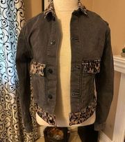 Lularoe denim jean animal print jacket xxs