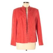 Alfred Dunner Faux Suede Open Front Blazer Studded Coral Paprika Size 8