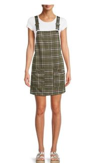 NWT No Boundaries Juniors Knit Pinafore Checkered Overall Summer Dress SZ Small