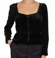 The Kooples crown velvet peplum top long sleeve size 2 nwt