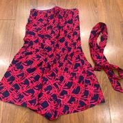 Southern Frock Navy & Fuchsia Strapless Romper Size Medium