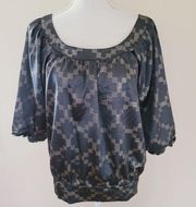 Southpole foil print satin blouse size large