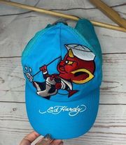 VINTAGE • Ed Hardy • Red Devil • Hat • Cap • Embroidered • Summer • Beach