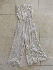 Elan NWT $95 Cream Colored Strapless Jumpsuit Sz L