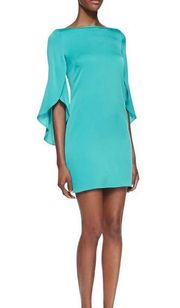 Milly turquoise silk butterfly sleeve sheath dress size 0