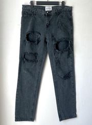 One by  Faded Black Straight Leg Distressed Jeans 28"