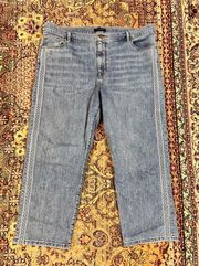 Ann Taylor Straight Crop Jeans with Embroidery Design
