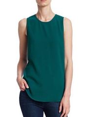 Theory Fluid Crepe Shell Tank Top Blouse Emerald Green Size Small