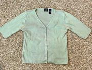 Light Green Short Sleeve Cardigan Button Front Size XS