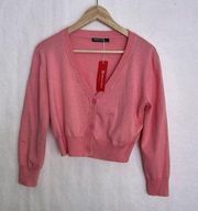 5/$25 Urban coco large light pink cardigan crop sweater 52