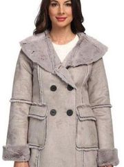 NEW Pendleton Diana Faux Shearling Gray Coat Mid Length Warm Womens XL