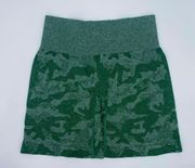 High Waisted  Shorts Green Camo