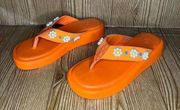 Urban Outfitters Puka Shell Platform Orange Creamsicle Thong Flip Flop S…