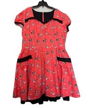 Handmade Disney Retro dress no size (see measurements) pink‎ and black