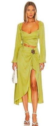 For Love & Lemons Allie Midi Dress in Green