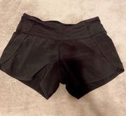 Lululemon Black Speed Up Shorts 2.5”