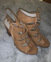 Maurice's Tan Open Toe Wedges