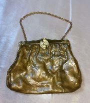 60's  gold mesh purse with diamante closure