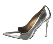 Tom Ford Silver Metallic Leather Pointed Toe Stilleto Pumps High Heels Size 9.5