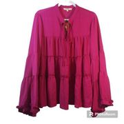 Andree By Unit BABYDOLL TOP IN FUCHSIA Barbie Size L