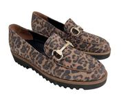 PAUL GREEN Nandi Brown Leopard Platform Loafers size 6 Lugsole