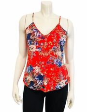 LAVENDER FEILD Red Floral Spaghetti Strap Tank