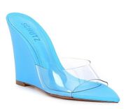 NWB  Luci Clear Vinyl Pointed Toe Wedge Sandals