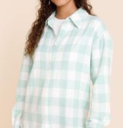 Love Fire Mint Green and White Plaid Shirt