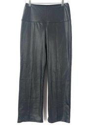 JOIE Black Faux Leather Pants Leggings Cropped Wide Leg Pleather Size Medium