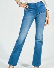 Soft Surroundings High Rise Boot Cut Jeans Flat Front Elastic Waist Pockets XS