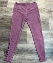 GLYDER lavender purple cropped lace up workout leggings EUC XS