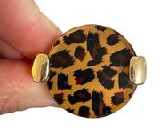 Aldo oversize chunky shiny gold resin acrylic leopard cheetah print ring size 7